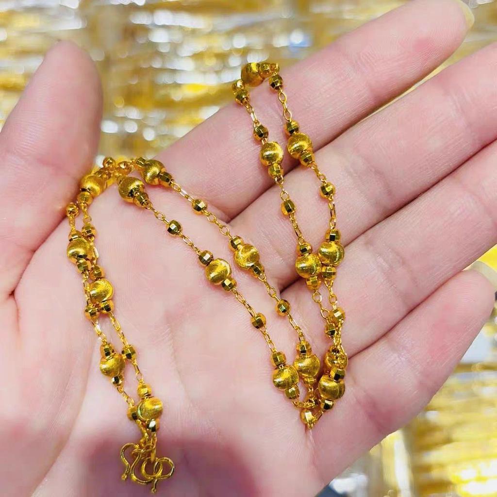Vietnam Gold Disco Beaded Cat Eye Necklace - Elegant Women's Light Luxury Clavicle Chain