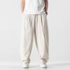 Men's spring and summer new Chinese style cotton and linen straight casual pants solid color Harlan linen wide-leg pants tide