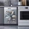 Decalque de Parede Metálico Elegante de Flores para Eletrodomésticos de Cozinha - Autoadesivo e Removível
