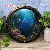Vintage Nautical Metal Wall Art Round Porthole Sign Underwater Fish Coral Decor