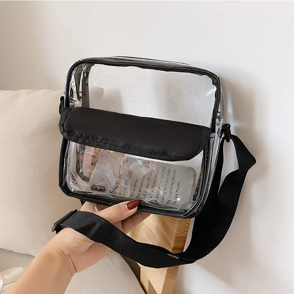 Enkrio Clear Transparent Crossbody Shoulder Lightweight PVC Waterproof Pouch Bag, Bag, Material,