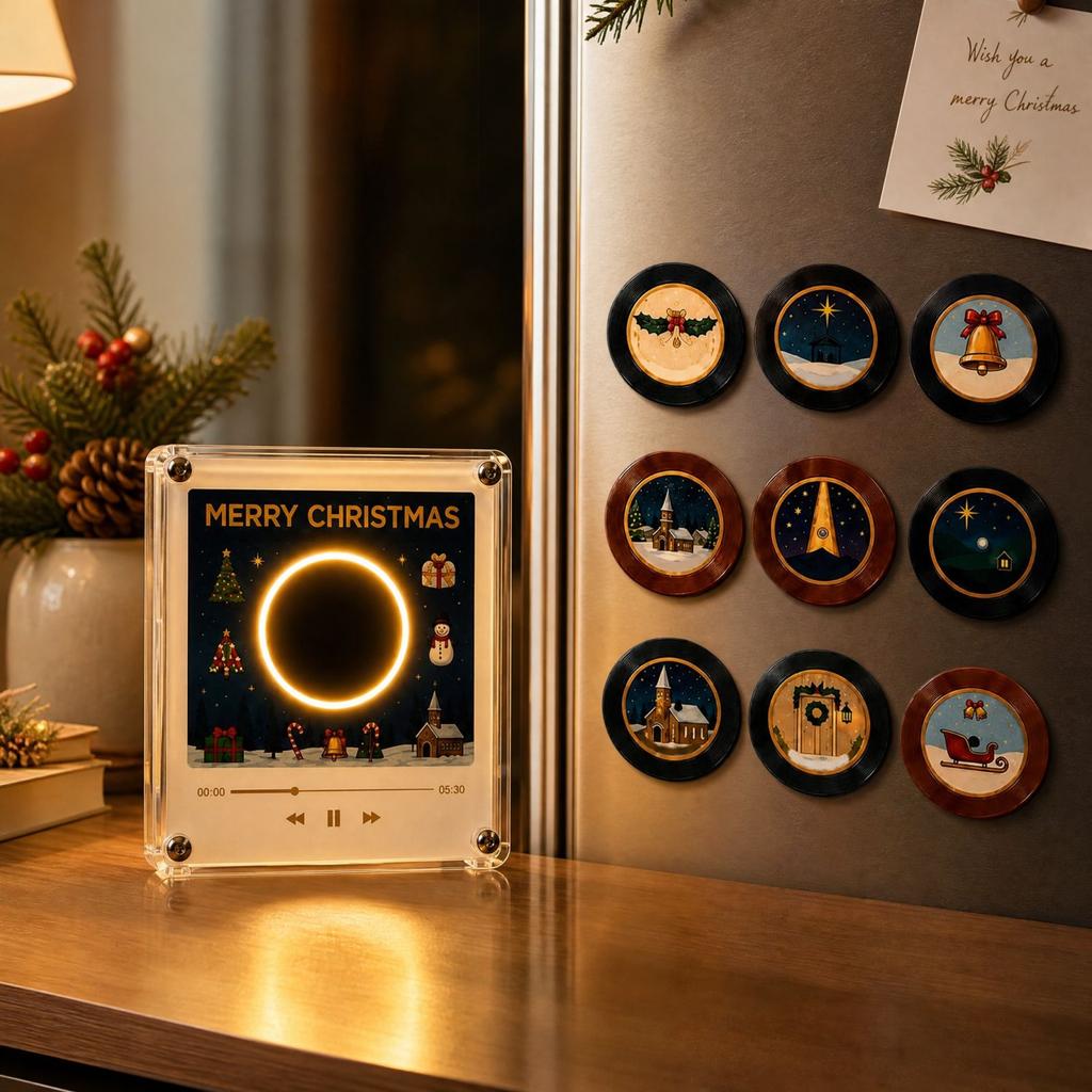 Weihnachts drehende Scheibe Nachtlicht mit, singende Spieluhr Kühlschrank