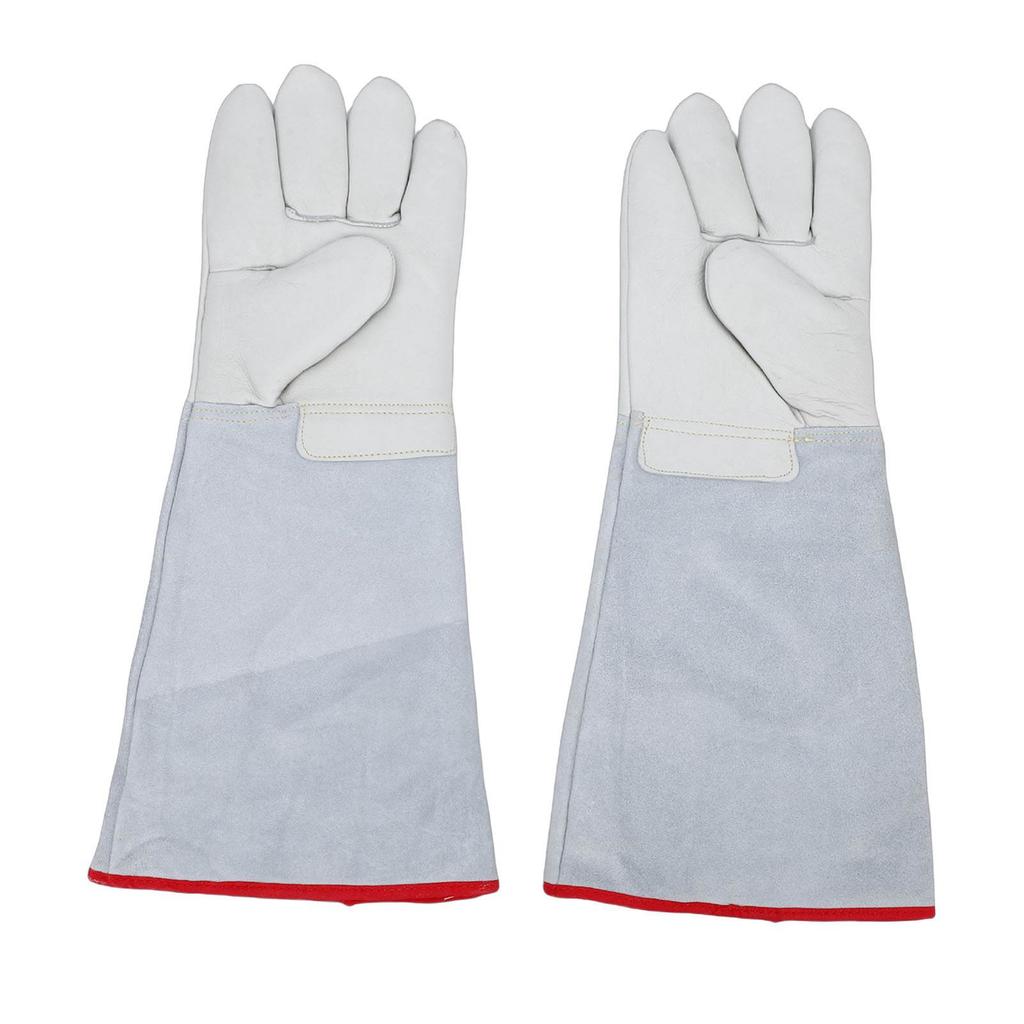 1 Pair Antifreeze Gloves 45cm Long Cowhide Work Gloves for Liquid Nitrogen Dry Ice Handling High and Low Temperature