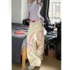 Pantalones vaqueros amarillos Y2k para mujer, pantalón vaquero con estampado de estrellas holgado estético Harajuku de los años 90, pantalones vaqueros coreanos, ropa Kawaii Vintage de los años 2000