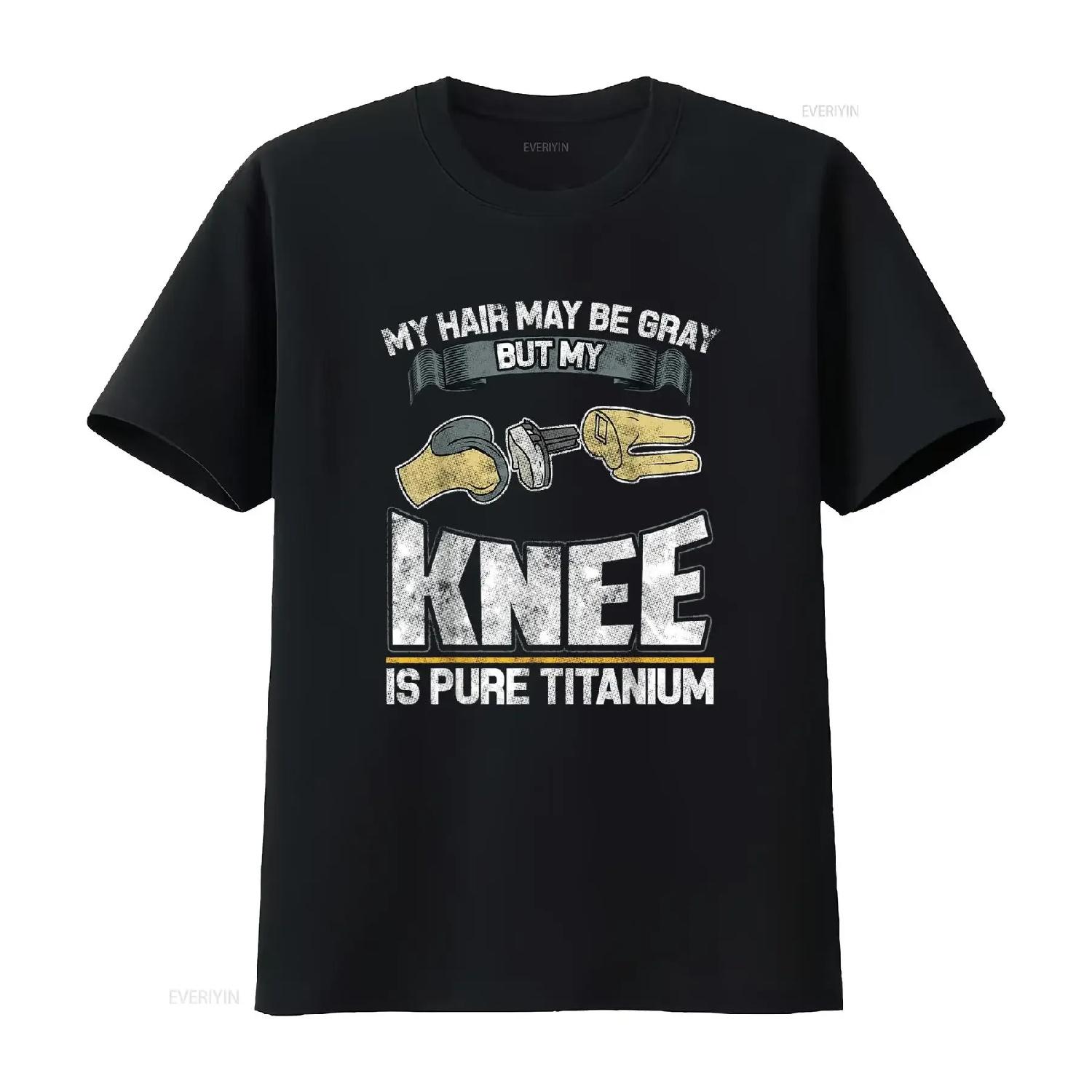 Knee Surgery Replacement Old Men And Women Funny T Shirt vintage Washed Unisex Soft Versatile Casual Breathable Stylish XXXXXL чёрный