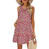 Summer Women's Beach Dress Bohemian Style Sleeveless Fresh Floral  T-shirt, Vest And Vest Dress Elegant Short Dress