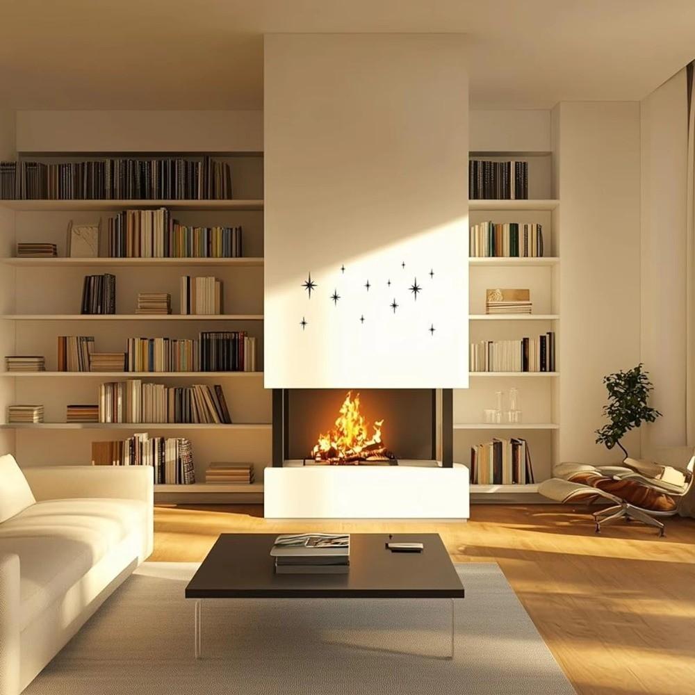 6Pcs/Set Octagonal Star Art Wall Sculpture Star Shape Wall Art Decals 3D Starburst Decor  Home Decor