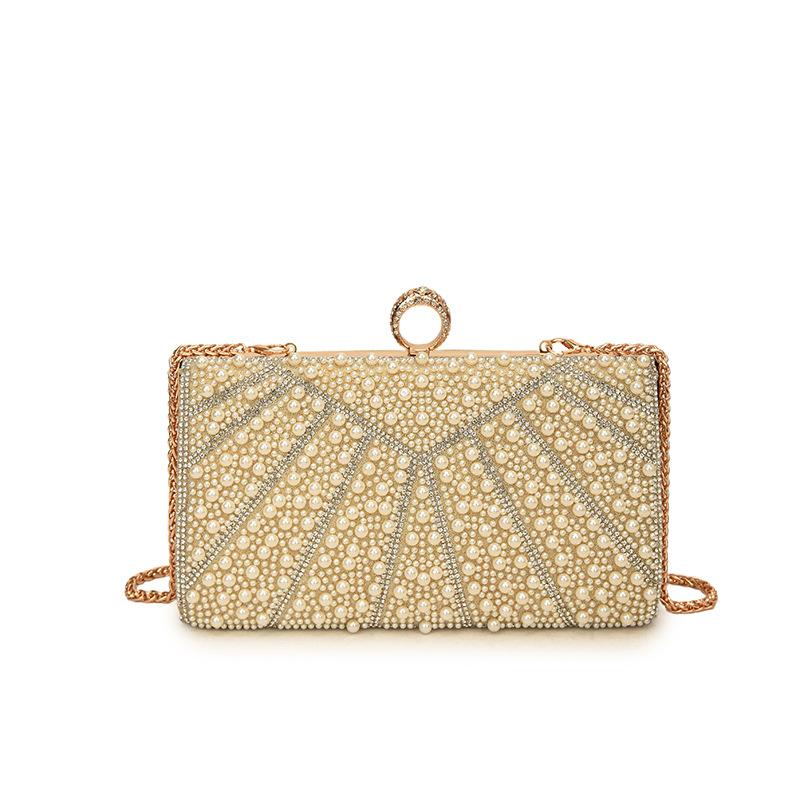 Vintage Pearl Style Clutch Bag Dinner Bag Dress Evening Handbag Pearl Beaded Vintage Clutch Embroidered Evening Bag For Dresses бежевый