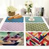 45x30cm Linen Dining Table Mats Colorful Geometry Stripe Print Kitchen Placemat Rectangle Coasters Pads Bowl Cup Mat Home Decor