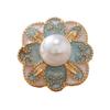 Women Brooch Imitation Pearls Enamel Glaze Flower Shape Shawl Pin Lapel Neckline Clip Anti-Exposure Buckle