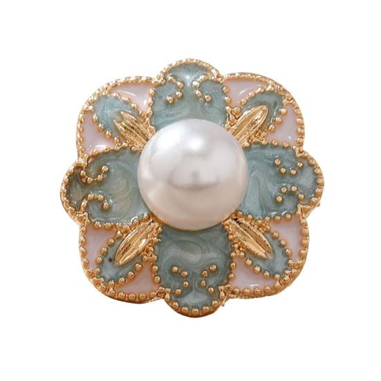

Women Brooch Imitation Pearls Enamel Glaze Flower Shape Shawl Pin Lapel Neckline Clip Anti-Exposure Buckle A
