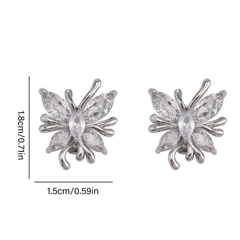 Butterfly Shaped Rhinestones Earphone Decorations Sweat Resistant Coppers Alloy Universal for Sports Enthusiasts and Fas
