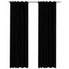 VidaXL Rideaux occultants aspect lin avec crochets 2pcs Noir 140x225cm