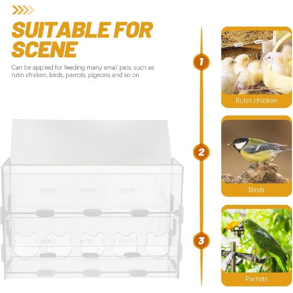 POPETPOP Quail Transparent Feeder Rutin Chicken Feed Box Chick Small Bird Food Water Container for Chicks/ducks/quail/rutin Chicken Brooder Box