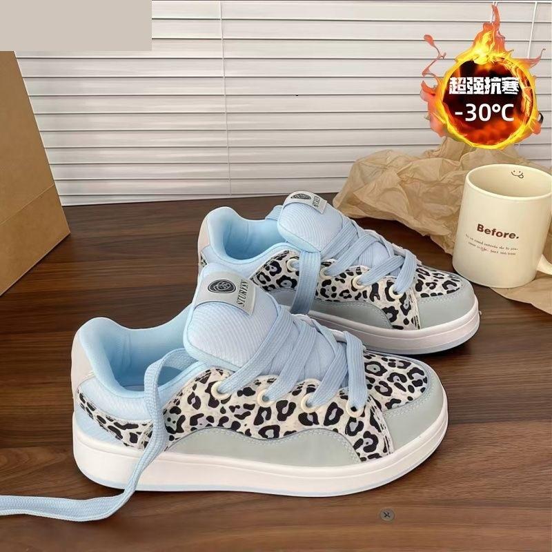 

Ботинки Niche ice blue с леопардовым принтом из бархата и термохлопка, женские, зимние, 2024, новые, универсальные, повседневные туфли 40