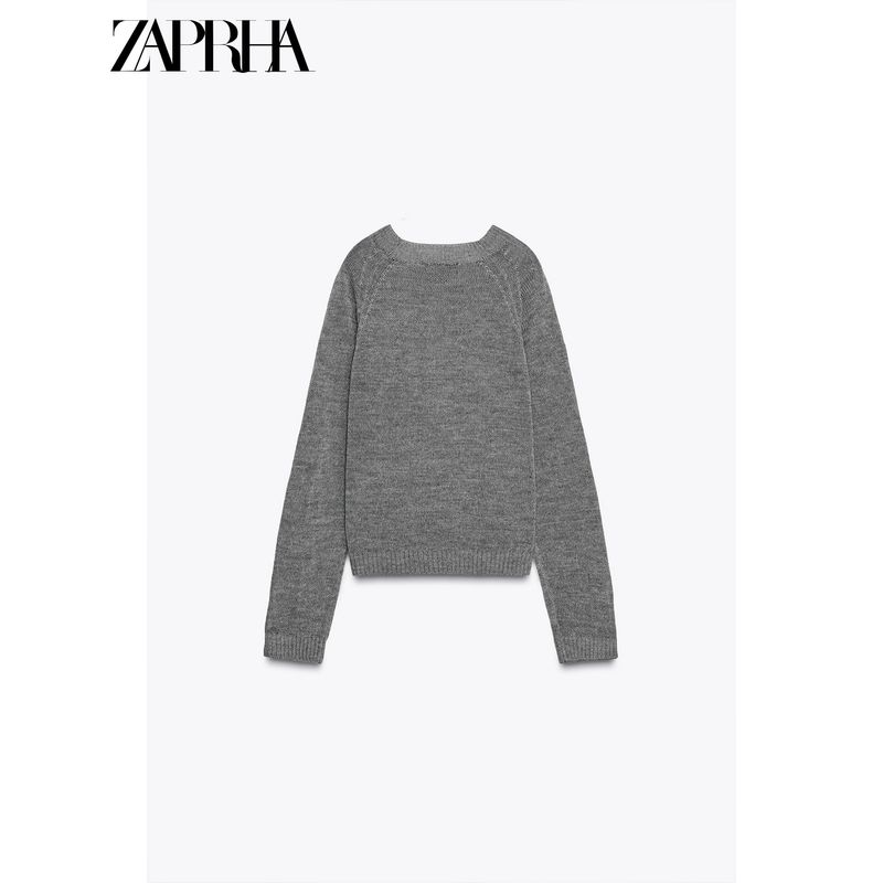 Zaprha 2925 Autumn New Women Baker Style Rib Closing Edge off-Neck Long Sleeve Knit 2142135