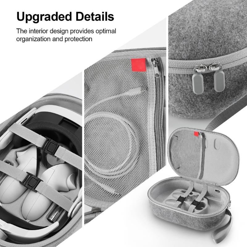 Hard Carrying Case for 3 Accessories All-in-One Travel Case for VR Headset Head Strap Controller and Other Accessories
