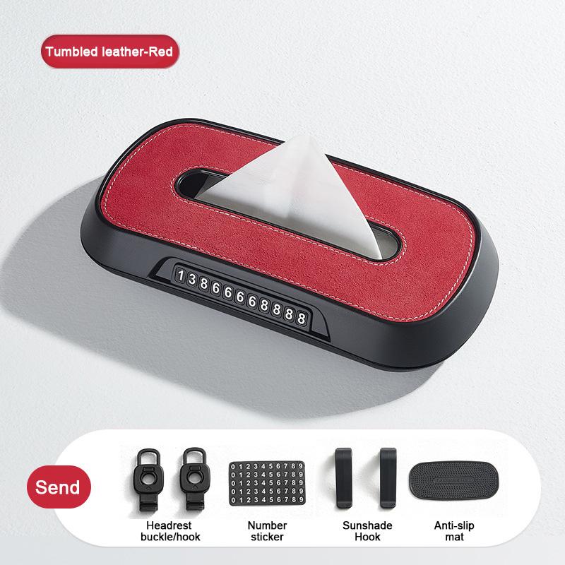 SEAMETAL Car Seat Back Tissue Box Sun Visor Organizer Seat Headrest Paper Towel Storage Box Dashboard Car Parking Number Plate