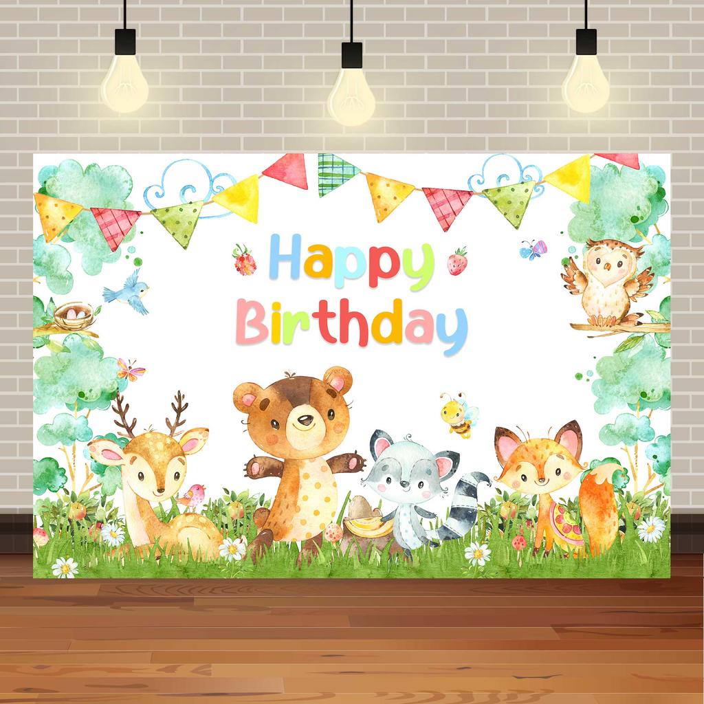 Safari Wild One Birthday Photography Backdrop Jungle Animals 1st Birthday Party Newborn Baby Room Wall Gifts Custom Background