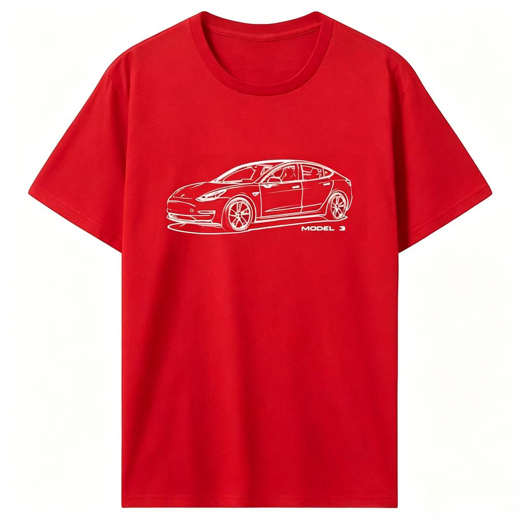 Summer High Quality Graphic Tshirt Fashion Tshirt M3 EV TTeslasmotors Fan Car Tees ONeck Tshirt Unisexs Print Tops