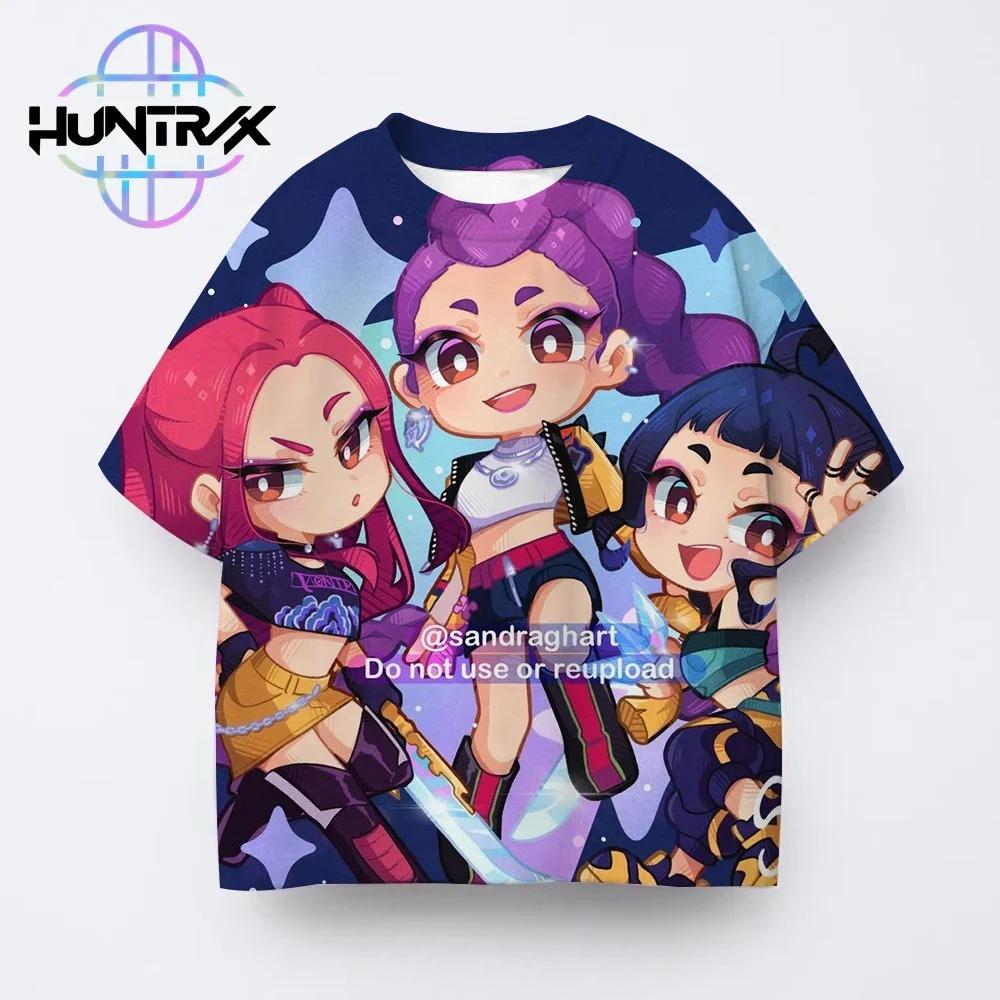 Kpop Demon Hunters 3D Print Sports Boy T-shirt Street Fashion Girl Group Harajuku Y2K Children Short-sleeve Clothing Summer Top