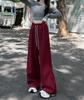 2025 Spring Women's High Waist Loose Wide-Leg Cotton Pants with Drawstring