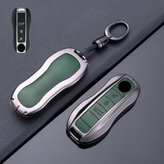 Zinc Alloy Leather Car Key Fob Case Cover For Porsche Panamera 911 992 Cayenne