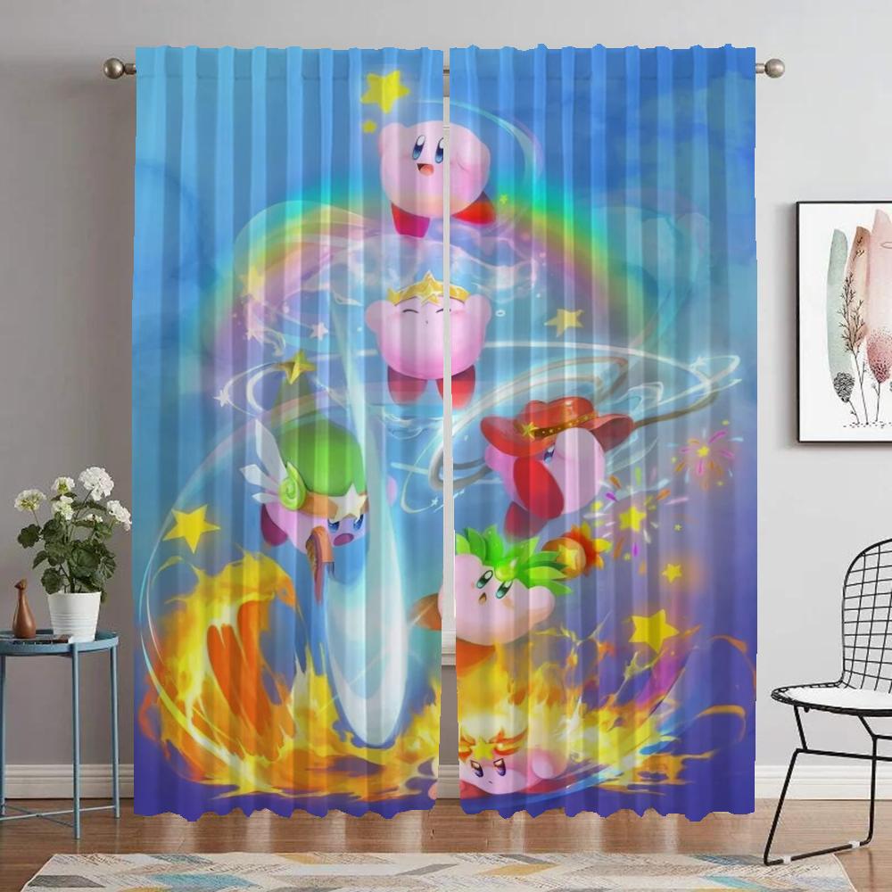 Partition Kirbys Blackout Curtain for Room 2 Panel Curtains for Bedroom Halloween Decoration Shades Home Interior Curtains Child