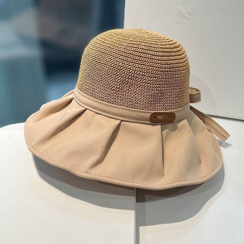 Summer Women Bucket Hats Uv Protection Sun Hats Soft Foldable Straw Woven Wide Brim Outdoor Beach Hat Panama Cap Sunshade Caps