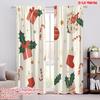 2pcs,2D Plane Printing Creative Curtains Christmas Bauble Candy Cane Holly Bell Gift Versatile Durable Polyester (without Rod)