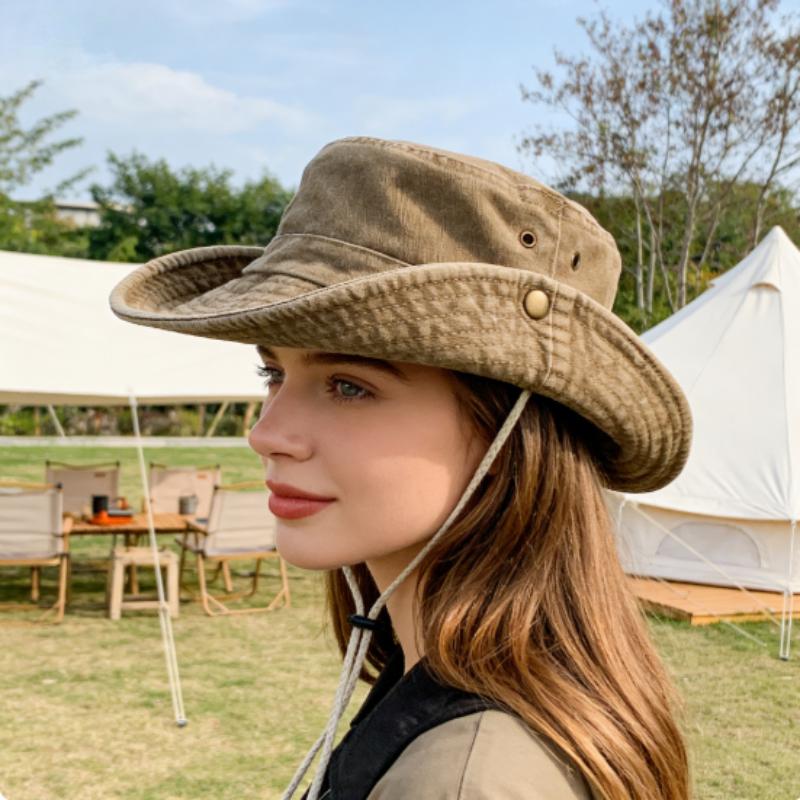 Western Cowboy Bucket Hat for Men Women, Summer Sun Protection Hat for Outdoor Camping Hiking Fishing
