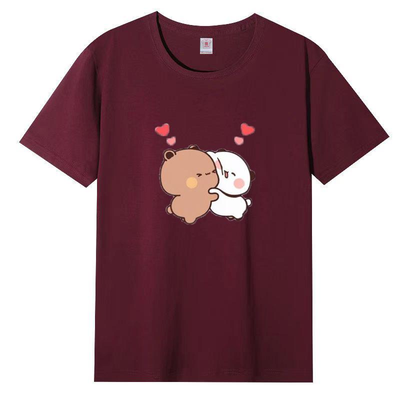 Women Panda Bear Cartoon T Shirt Cute Tshirts Cotton Short Sleeve Girls Print Tees O-Neck Kawaii Tops Casual