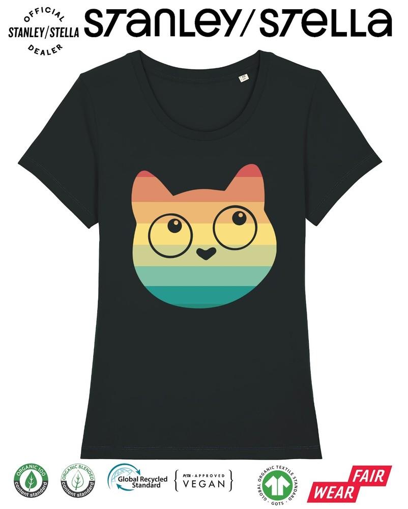 Retro Funny Cat T-Shirt Womens Pet Gift / Premium Quality Christmas