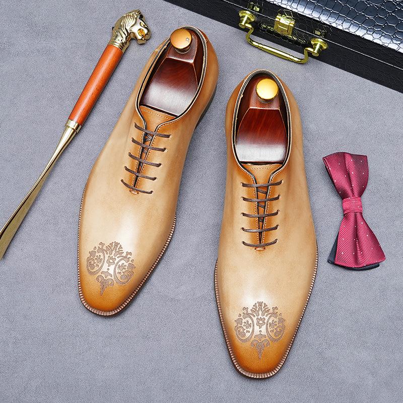 Whole Leather Business Dress Leather Shoes Men's Genuine Leather Cowhide Handmade Men's Wedding Shoes