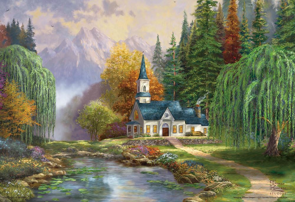 Beverly 1000 Jigsaw Sunlight Through the Trees and a Waterside Chapel in Micro-Piece Puzzle (26x38cm) 1000M-031 (Made Japan)