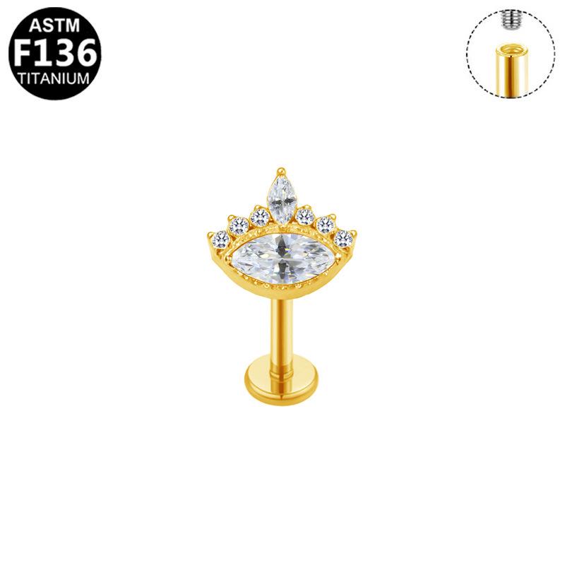 Gaibei G23 Titanium Tragus Piercing with Inner Thread and Water Drop Zirconia 3D Design