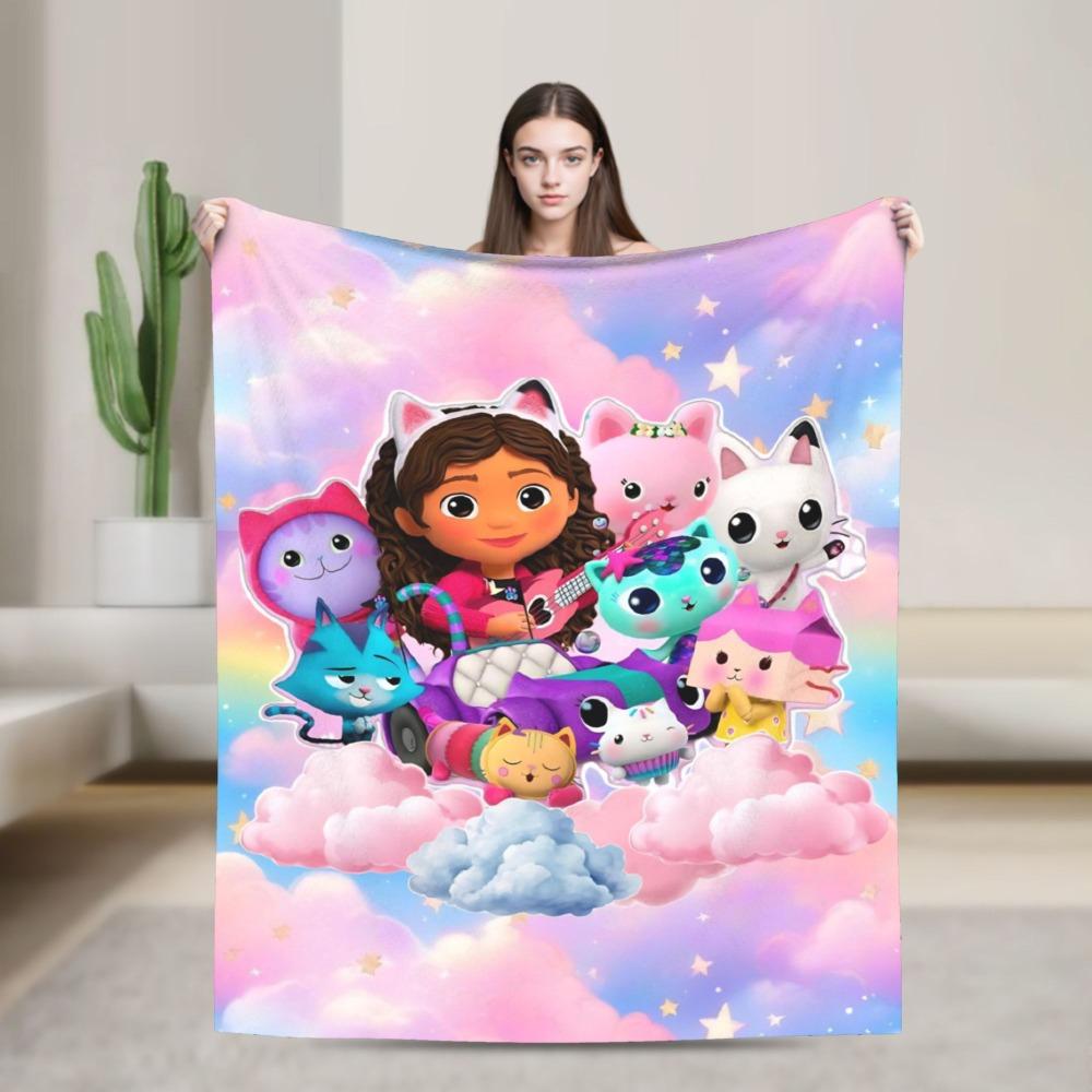 Gabby flannel blanket cute cartoon design soft blanket for the bedroom camping cosy bedspread sofa bed cover