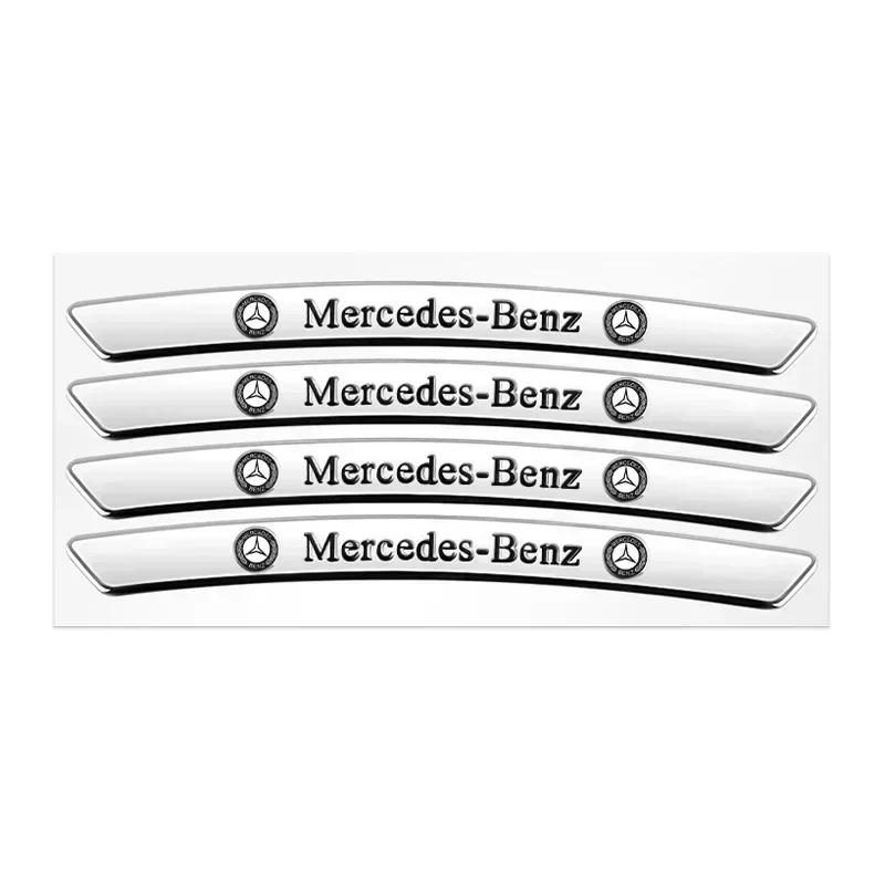 4Pcs Aluminium Car Emblem Wheel Hub Rim Badge Stickers Decals For Mercedes Benz AMG W212 W204 W211W168 W213 W210 W124 GLA GLC