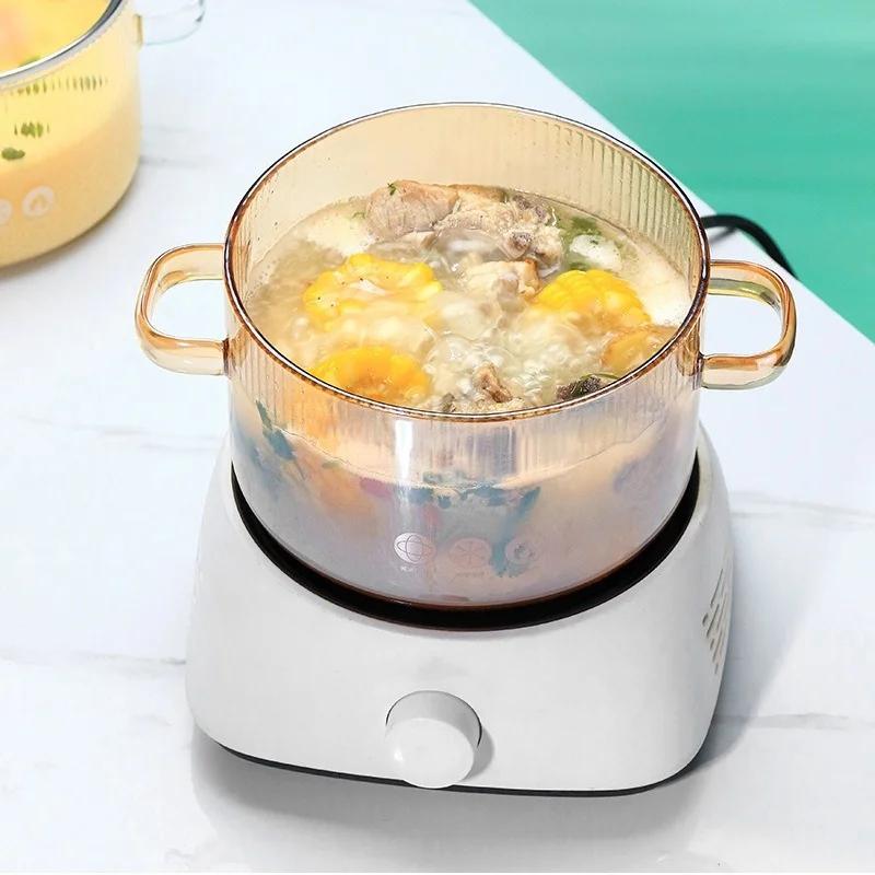 1Pcs Household Instant Noodle Bowl with Cover Small Bear Soup Bowl High Borosilicate Glass Salad Bowl Double Ear Glass Pot