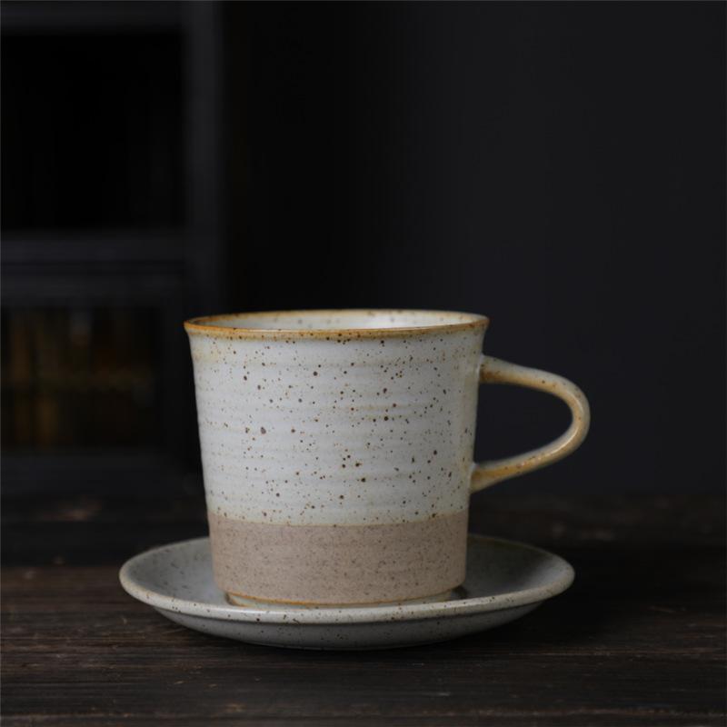 Japanese Coffee Cup And Saucer Set Retro Vintage Coarse Pottery Light Luxury Simple Cup Retro Ceramic Cup