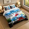 3Pcs Bedding SetSmurfs cute Soft Bed Sheet and Two Pillowcases Home Bedroom Decor