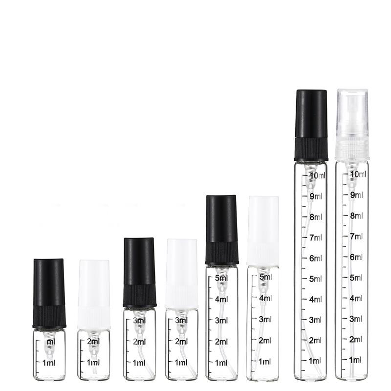 1 Stück 2ml 3ml 5ml 10ml Skalenglasflasche Nachfüllbarer Sprühzerstäuber Leere Parfüm-Reise-Zerstäuber Kosmetikbehälter Proben-Testfläschchen