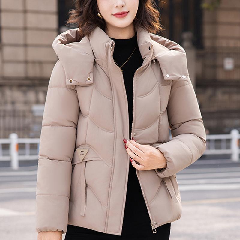 

Модные зимние куртки женские короткие парки с капюшоном свободные толстые теплые женские пальто 2XL хаки