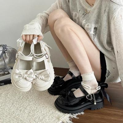 Chaussures Décontractées pour Femmes Nouvelles Chaussures Mary Jane à Chaîne de Perles Kawaii Chaussures Lolita Polyvalentes et Tendance Sandales d'Extérieur