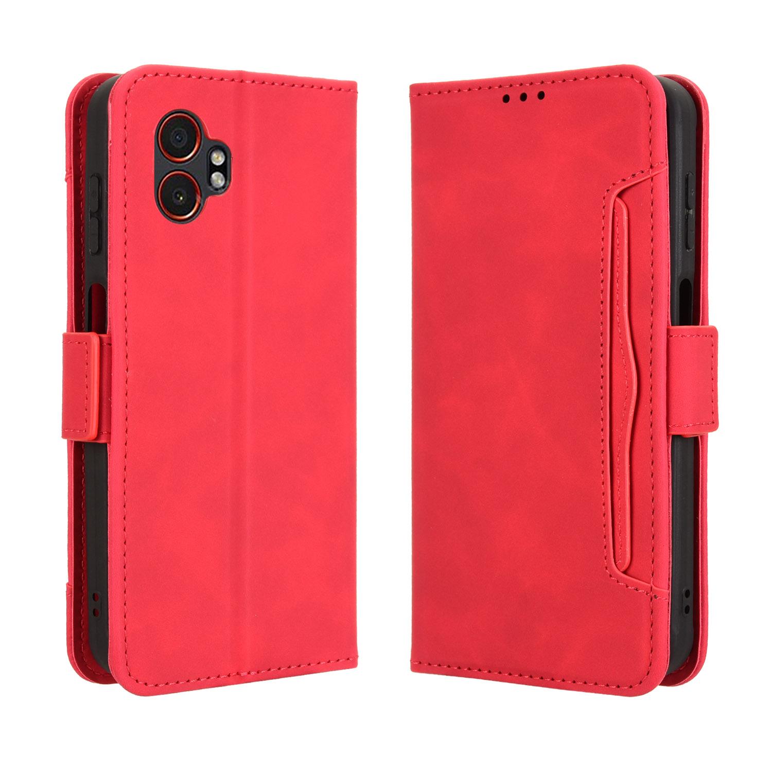 

For Samsung Galaxy XCover7 Pro Leather Case Phone Wallet Cover with Multiple Card Slots Red