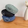 Retro Edging Love Denim Beret Women's Spring Summer New Ins Hong Kong Style Shows Face Little Painter Hat Tide