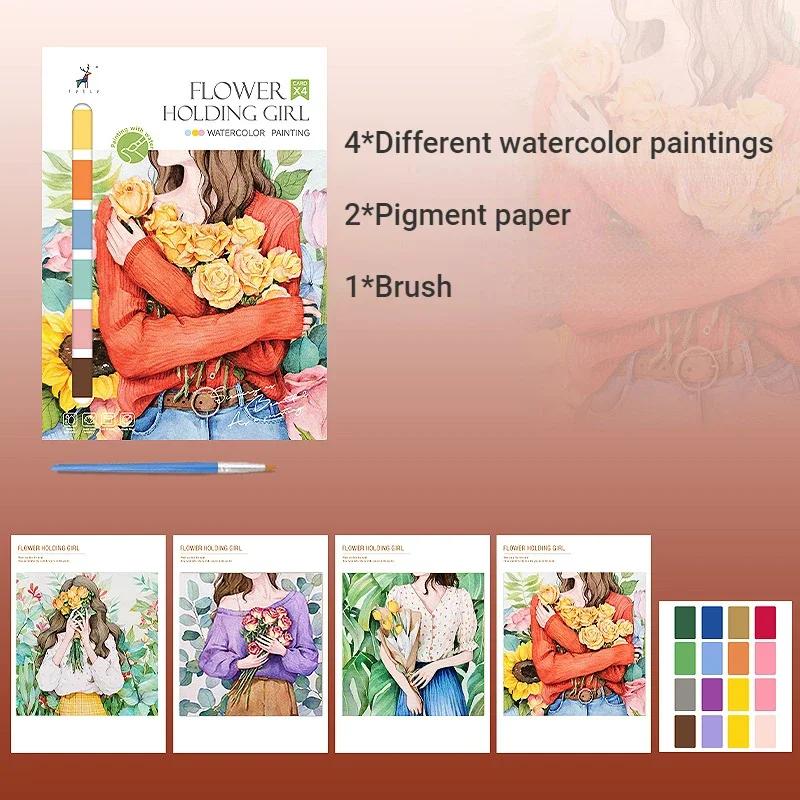 Portable Kids Watercolor Painting Book Gouache Graffiti Coloring Books Drawing Paper Educational Toys for Children Xmas Gifts