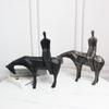 Modern Nordic Abstract Horse-Riding Figure Ornament - Chinese Style Decor for Office, Hotel, or Home Entrance.