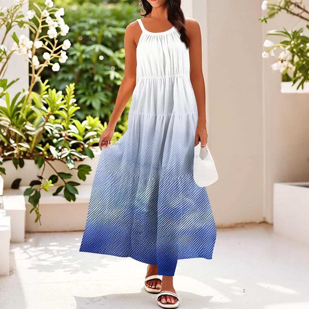 Dámské letní ležérní módní šaty na ramínka bez rukávů