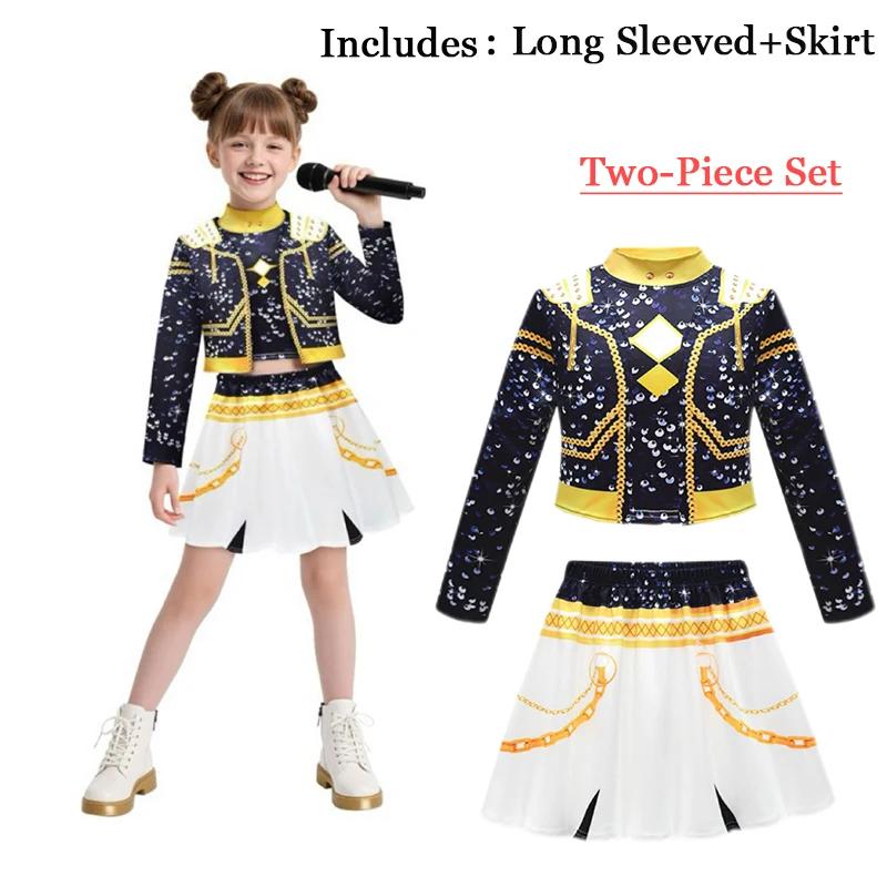 Anime Girls Zoey Mira Cosplay Costume Kids Fancy Party Dress Idol Movie Cosplay Halloween Carniva Clothes Golden Stage OZBZBD
